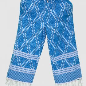 กางเกงผ้าไทยหญิงลายสีฟ้า