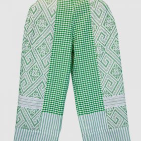 กางเกงผ้าไทยหญิงลายสีเขียว